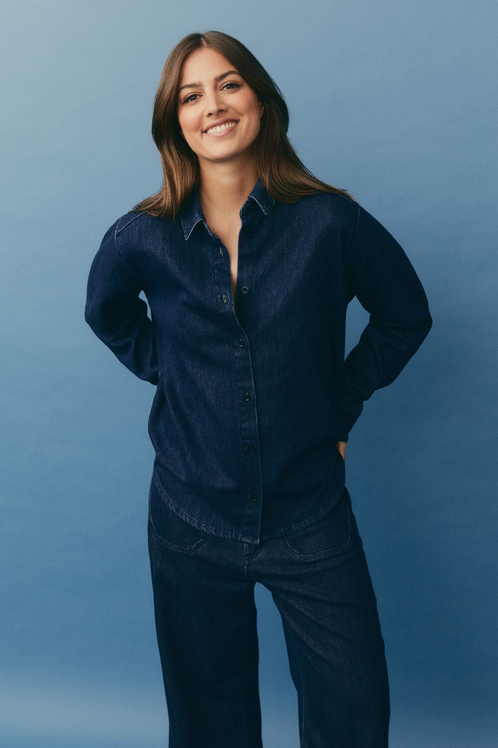 Ishana Denim Shirt - Dark Denim, Partenope Denim Trousers - Dark Denim