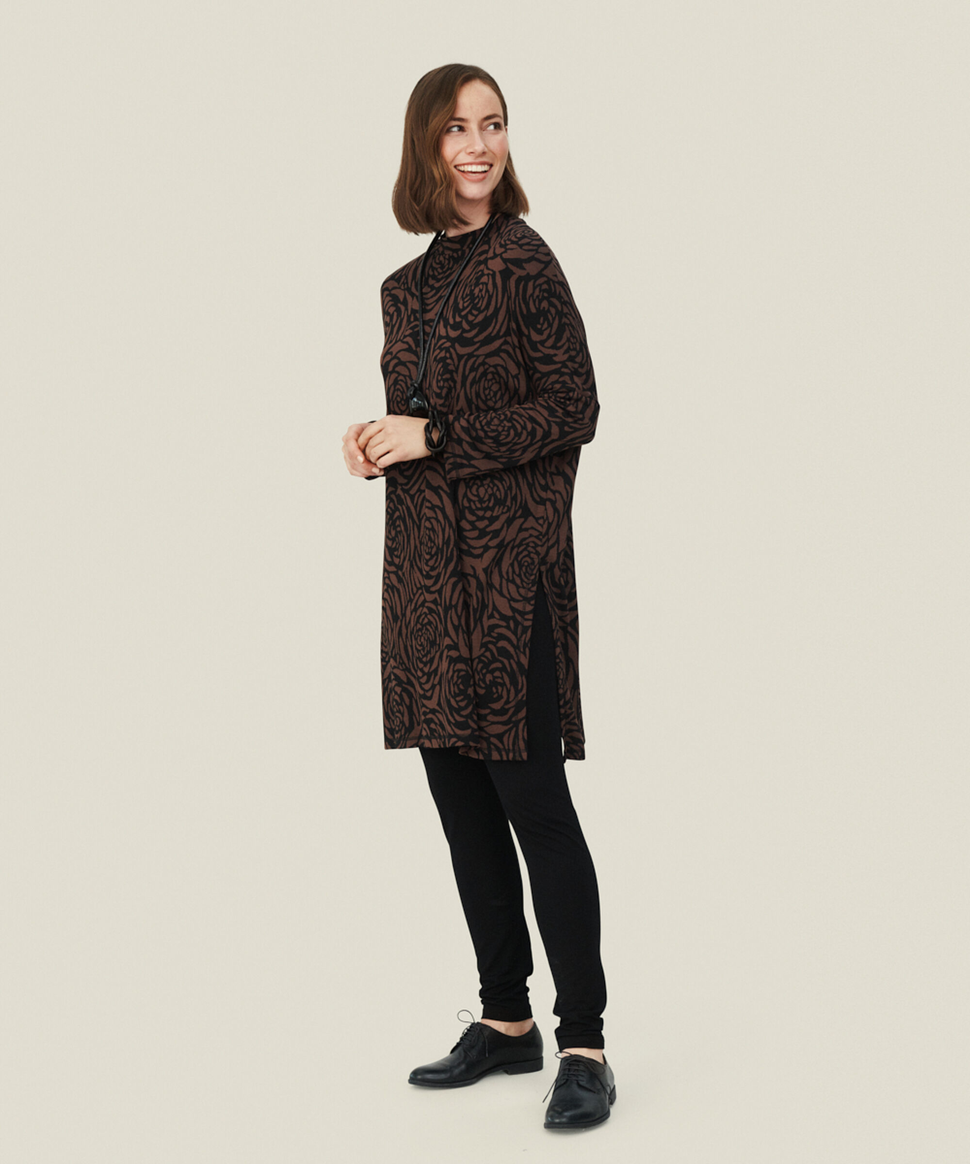 GRETHA JERSEY TUNIC, Chestnut