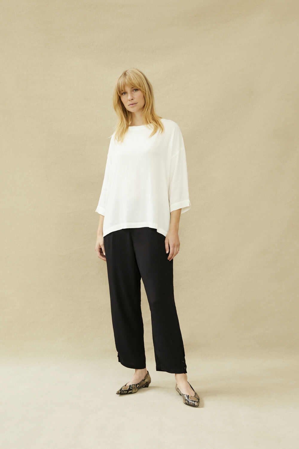 Becca Blouse - Cream, Penna Trousers - Black