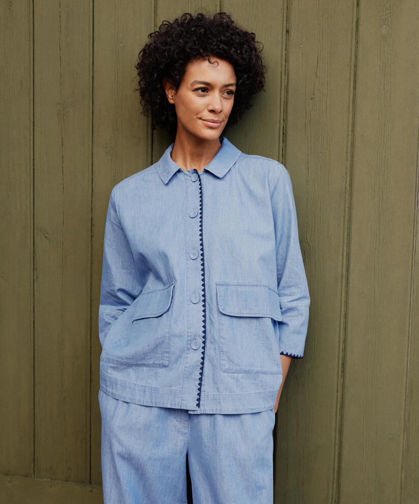 Imanea Denim Shirt Jacket, Blue Denim