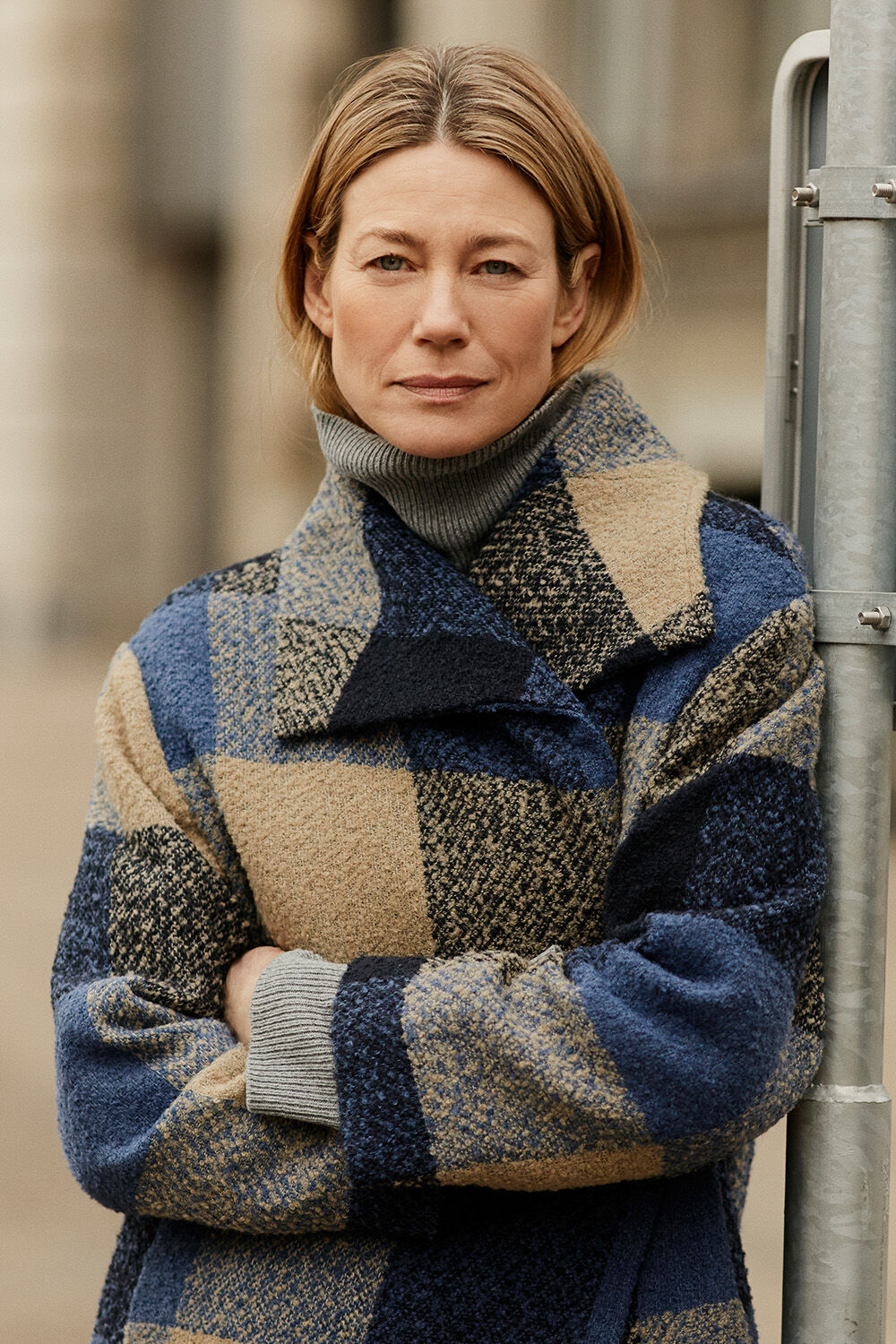 Tasoula Coat - Navy Blazer, Faricka Jumper - M. Grey mel.