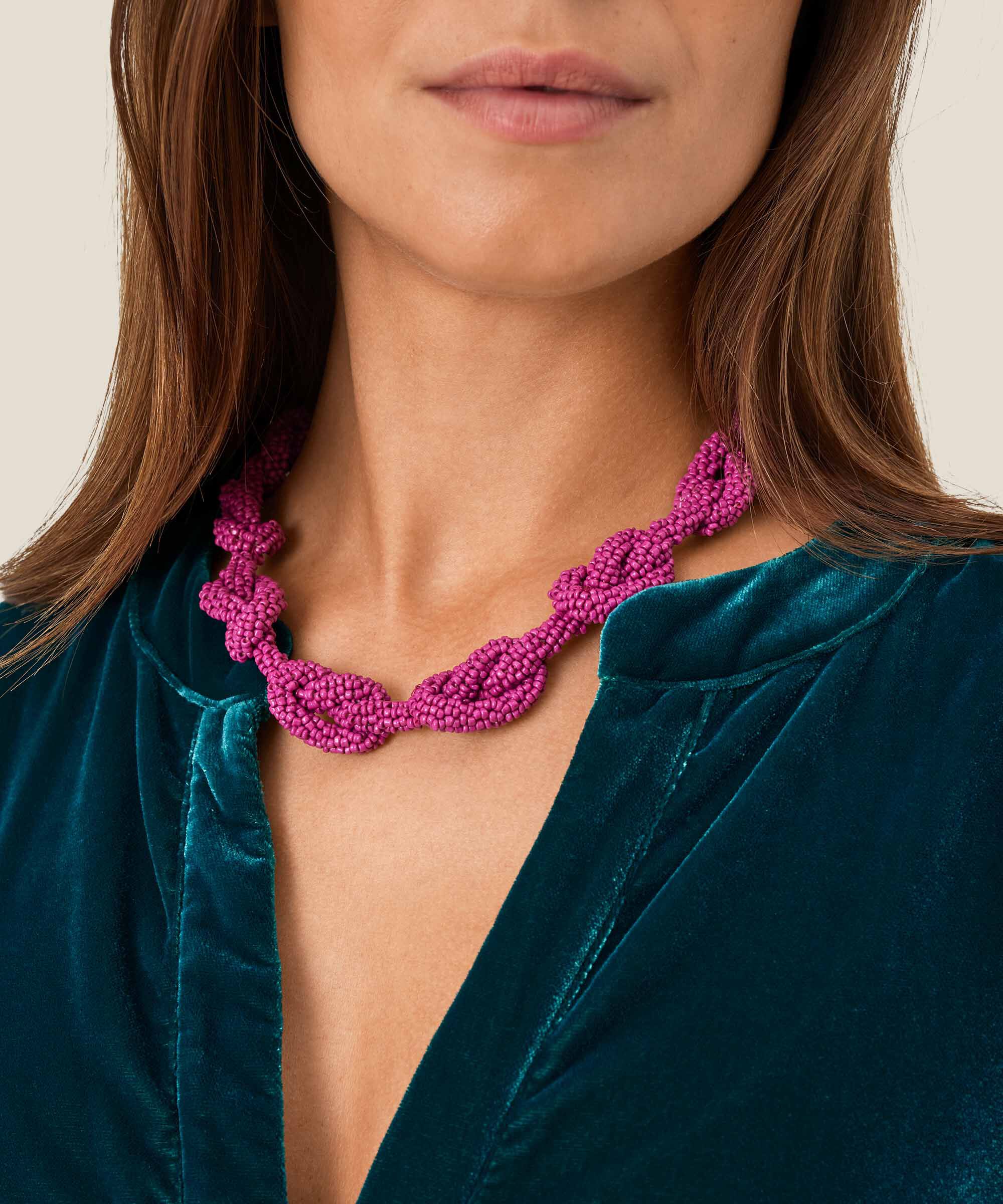 Rybe Necklace, Fuchsia Red