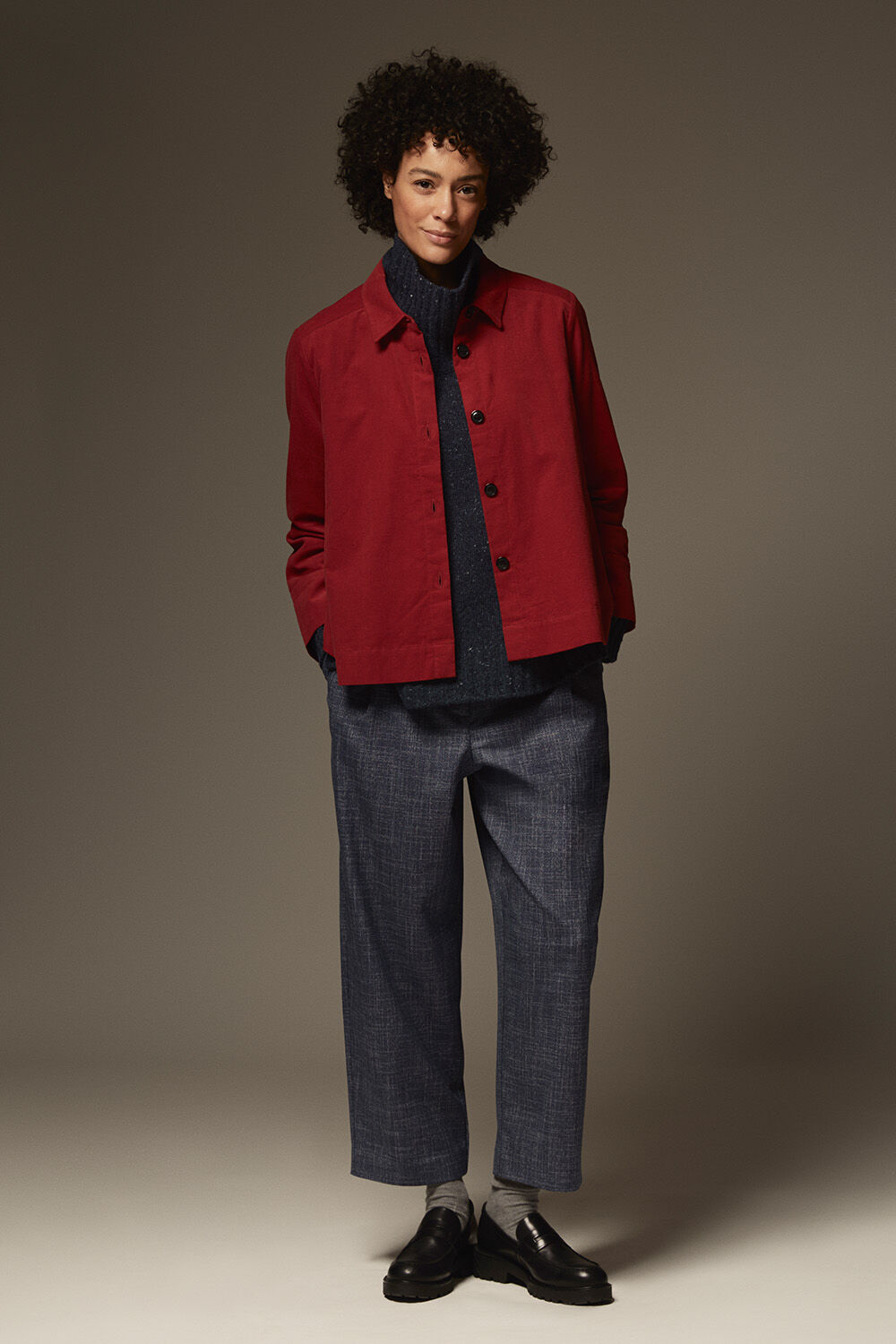 Iowa Shirt - Red Dahlia, Brooklyn JERSEY Top - Navy Blazer, Philadelphia Trousers - Navy Blazer