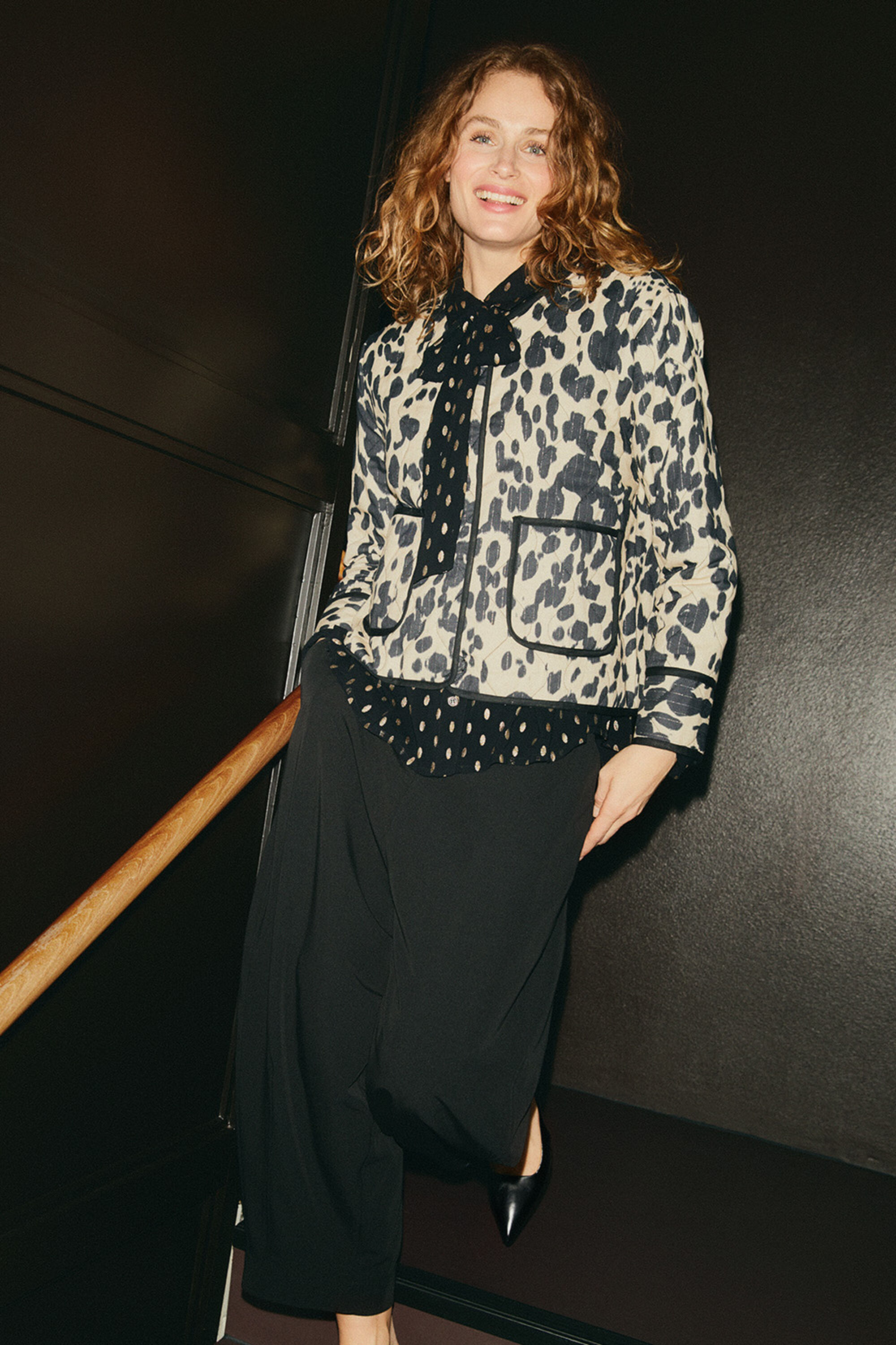 Javira Jacket - Oxford Tan, Inoria Shirt - Black, Pyrella Trousers - Black