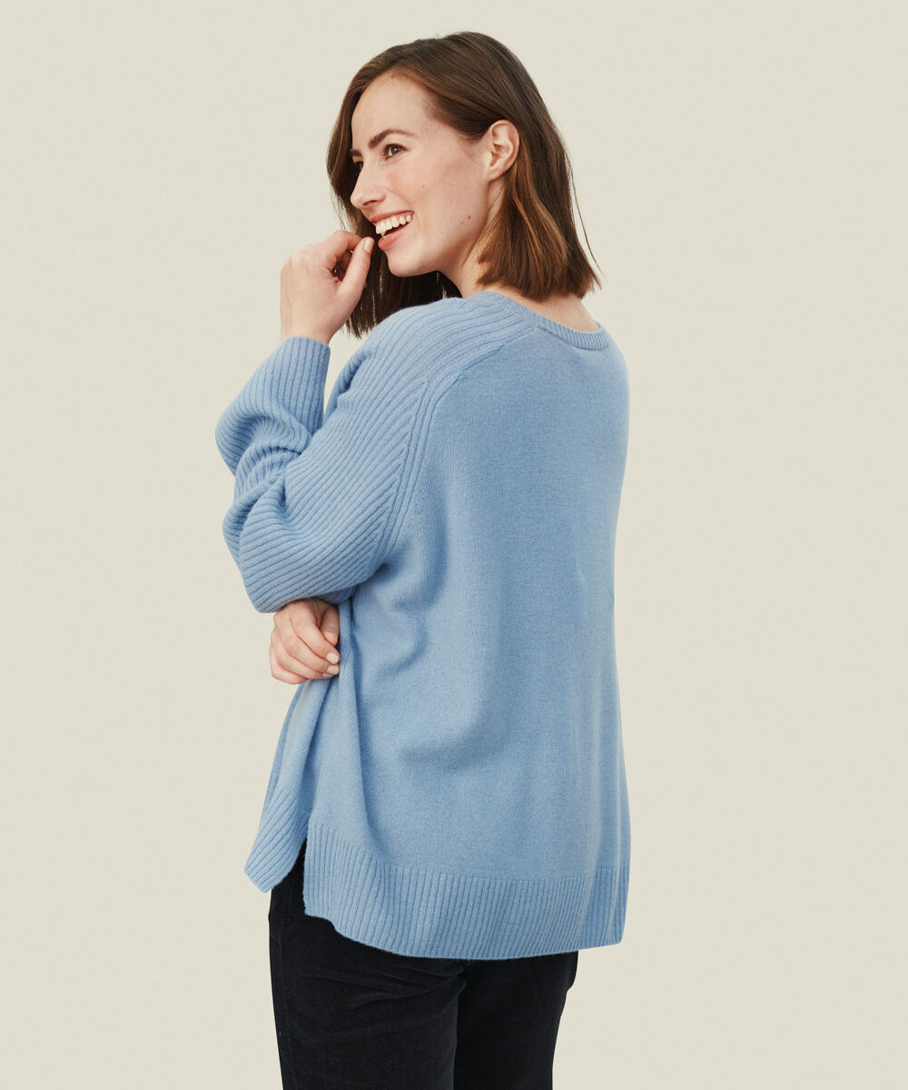 FRILLA TOP, Faded Denim