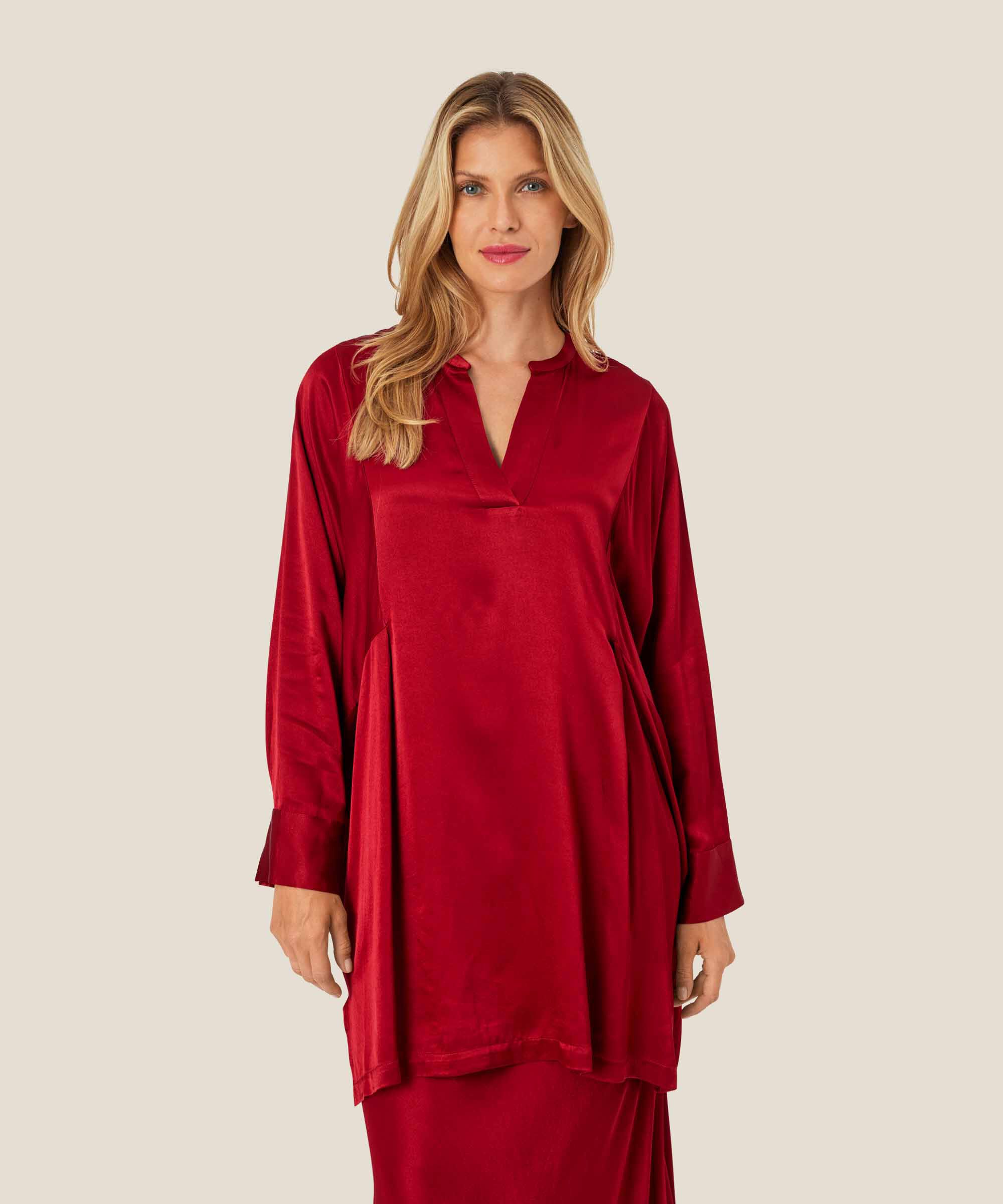 Gabira Tunic, Red Dahlia
