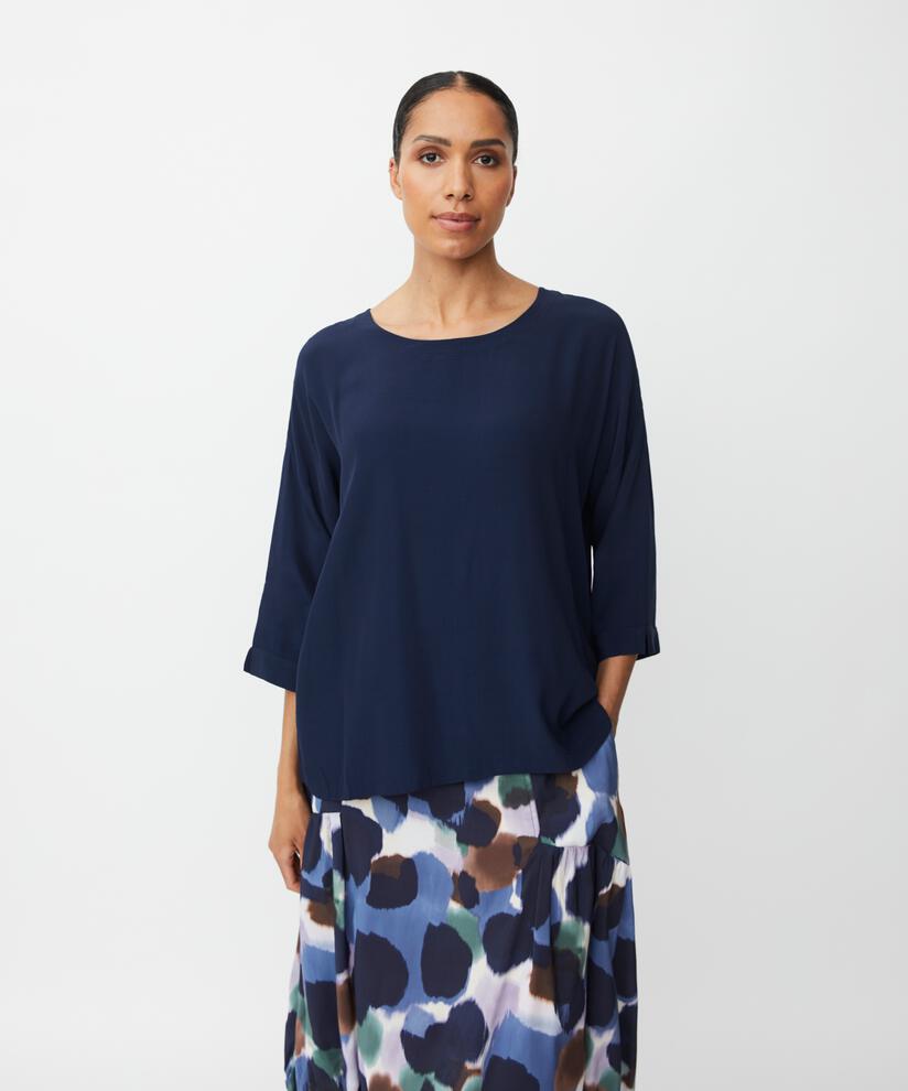 Becca Blouse, Navy Blazer