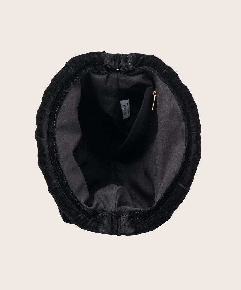 ROSELYNN VELOUR CLUTCH, Black