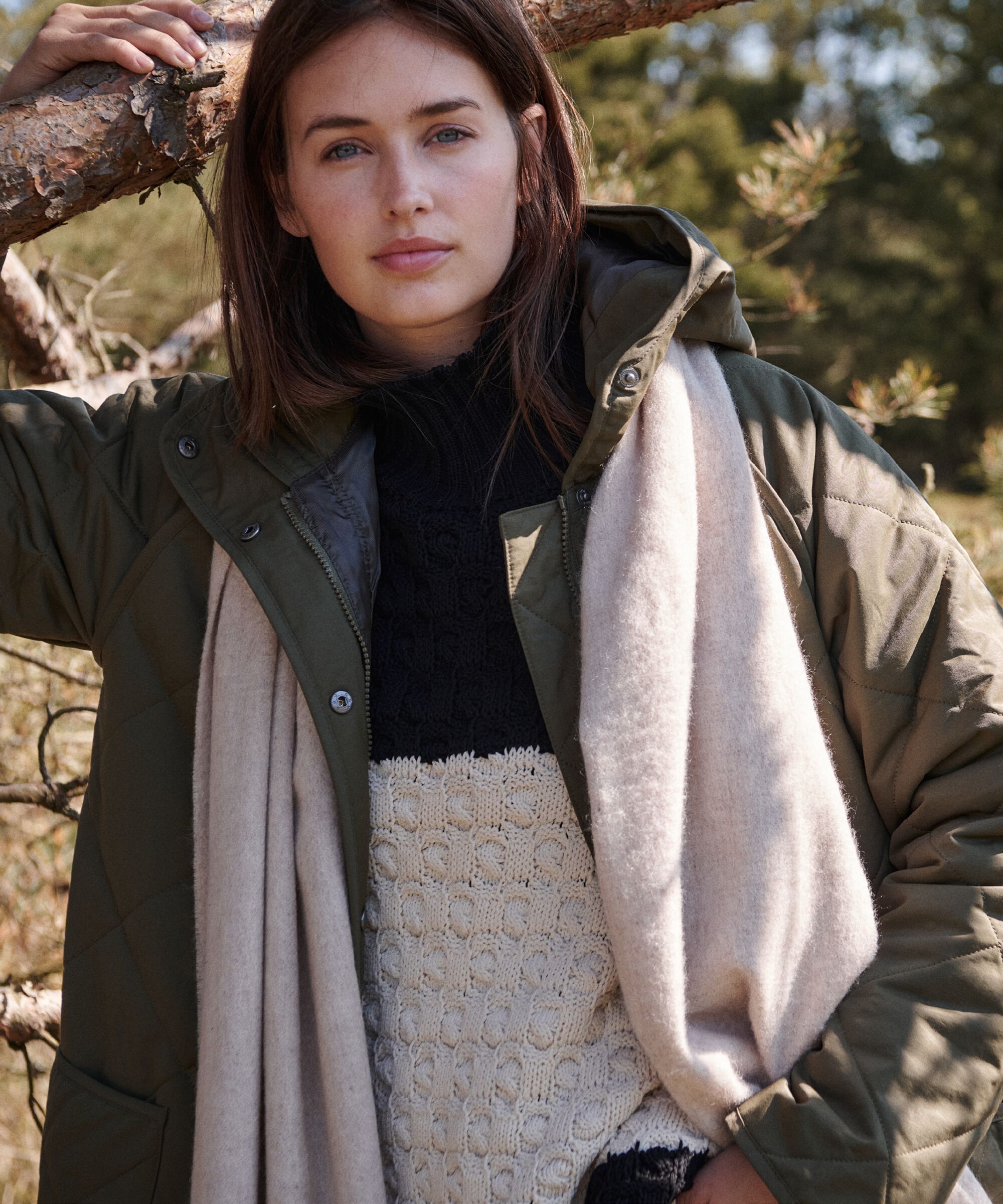 Anna Scarf, L beige mel