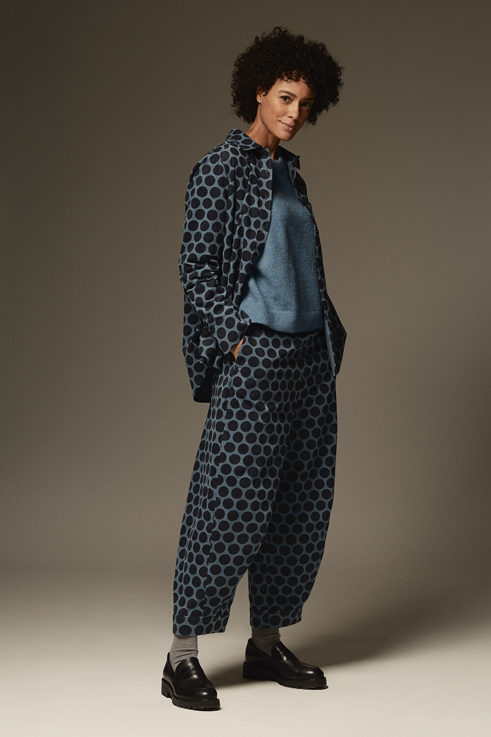 Indiba Shirt - Navy Blazer, Pyrella Trousers - Navy Blazer, Fanasi Jumper - Proven Blue