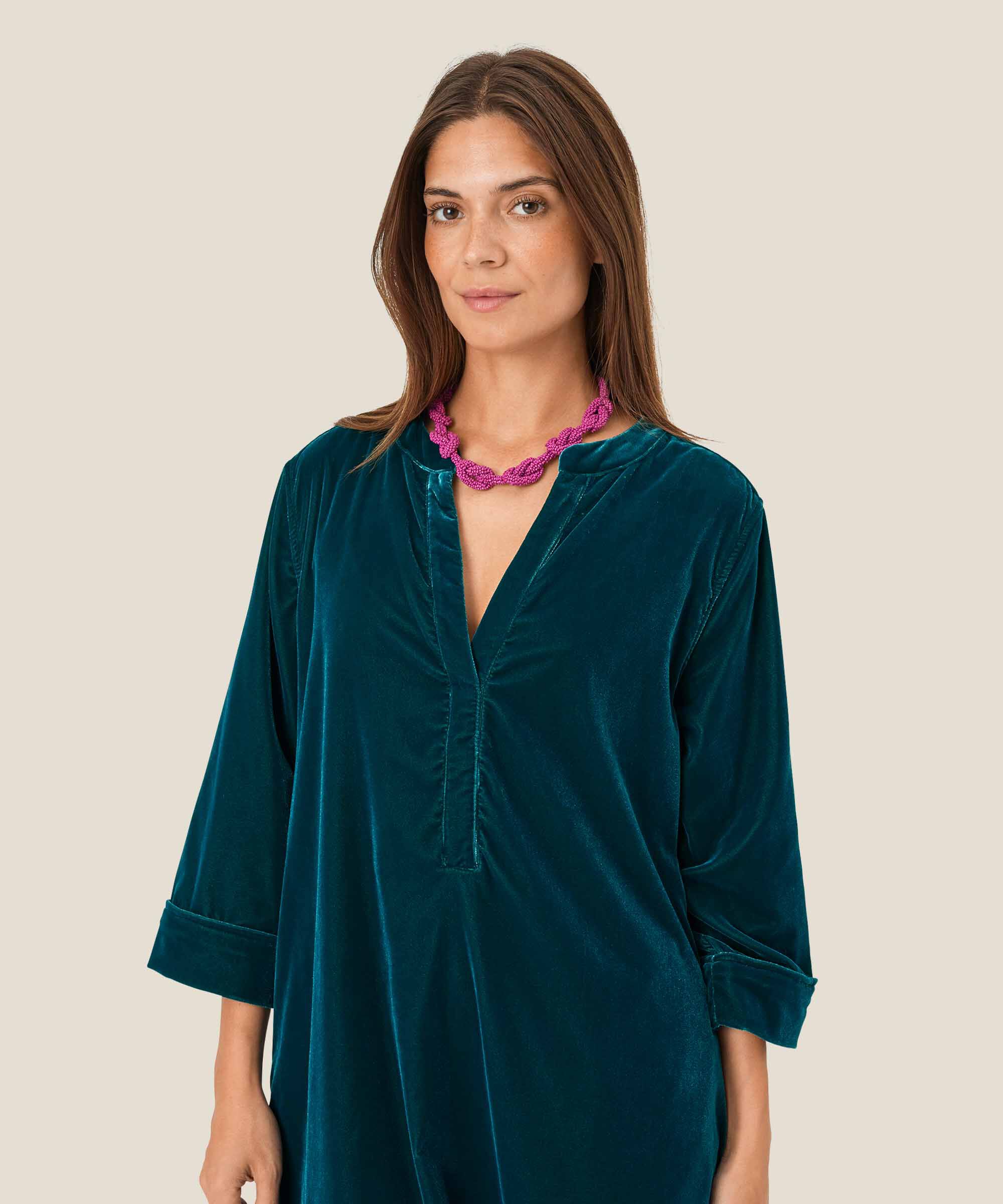 Rybe Necklace, Fuchsia Red