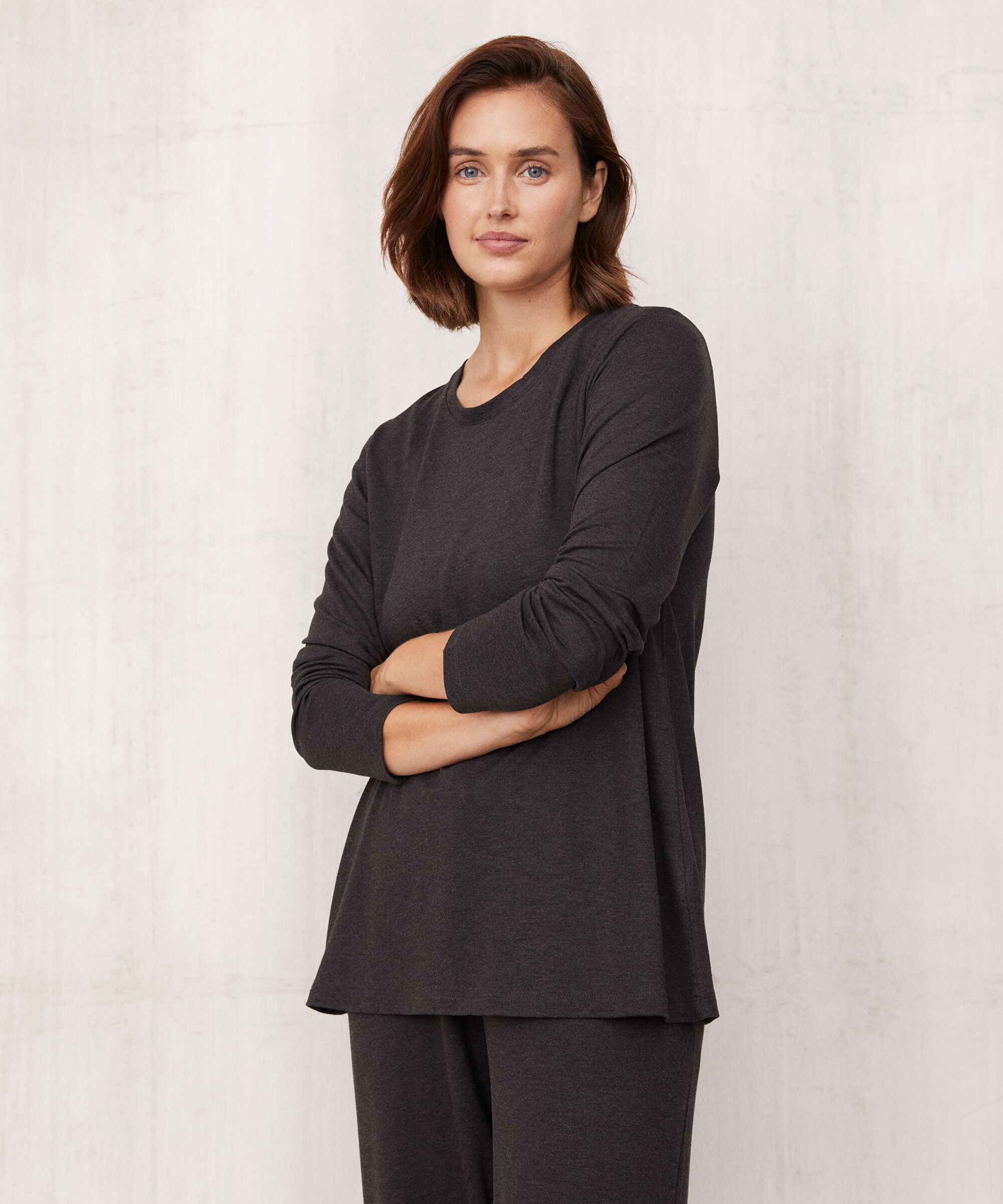 Berta JERSEY Top, D. Grey mel.